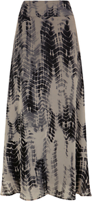 Lizzie Print Maxi Skirt - fit: body skimming; waist detail: wide waistband/cummerbund; hip detail: fitted at hip; waist: mid/regular rise; predominant colour: black; occasions: casual, evening, work, holiday; length: floor length; style: maxi skirt; fibres: viscose/rayon - 100%; pattern type: fabric; pattern size: big & busy; pattern: patterned/print; texture group: jersey - stretchy/drapey