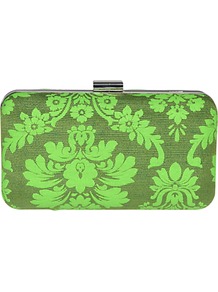 Jessie Brocade Clutch - predominant colour: lime; occasions: evening, occasion; type of pattern: heavy; style: clutch; length: hand carry; size: small; material: fabric; trends: statement prints, fluorescent; finish: plain; pattern: patterned/print; embellishment: chain/metal