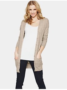 Petite Boyfriend Cardigan, Black - neckline: low v-neck; pattern: plain; length: below the bottom; predominant colour: mid grey; occasions: casual, work; style: standard; fibres: cotton - mix; fit: loose; sleeve length: long sleeve; sleeve style: standard; texture group: knits/crochet; pattern type: knitted - fine stitch