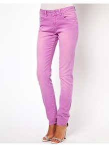 Elgin Supersoft Skinny Jeans In Washed Peony - style: skinny leg; length: standard; pattern: plain; pocket detail: traditional 5 pocket; waist: mid/regular rise; predominant colour: lilac; occasions: casual, evening, holiday; fibres: cotton - stretch; texture group: denim; pattern type: fabric