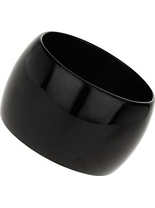 Black Resin Bangle - predominant colour: black; occasions: casual, evening, work; style: bangle; size: large/oversized; material: chain/metal; finish: plain