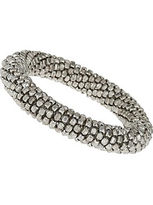 Silver Coil Bracelet - predominant colour: silver; occasions: casual, evening, work; style: bangle; size: standard; material: chain/metal; finish: metallic; embellishment: beading