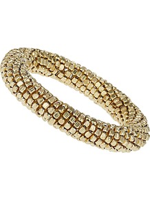 Gold Coil Bracelet - predominant colour: gold; occasions: casual, evening, work, occasion, holiday; style: bangle; size: standard; material: chain/metal; finish: metallic; embellishment: beading