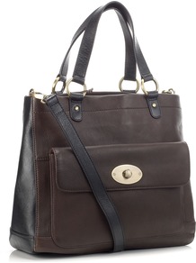 Eskdale Bag - predominant colour: chocolate brown; occasions: casual, evening, work; type of pattern: standard; style: tote; length: shoulder (tucks under arm); size: standard; material: leather; embellishment: studs; pattern: plain, two-tone; finish: plain