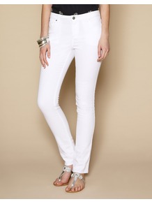 Lucy Slim Leg Jeans - length: standard; pattern: plain; pocket detail: traditional 5 pocket; style: slim leg; waist: mid/regular rise; predominant colour: white; occasions: casual, evening, holiday; fibres: cotton - stretch; texture group: denim; pattern type: fabric; pattern size: standard