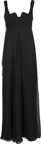 Asti Long Dress - neckline: v-neck; fit: fitted at waist; pattern: plain; sleeve style: sleeveless; style: maxi dress; waist detail: fitted waist; back detail: low cut/open back; predominant colour: black; occasions: evening, occasion; length: floor length; fibres: silk - 100%; sleeve length: sleeveless; texture group: sheer fabrics/chiffon/organza etc.; pattern type: fabric