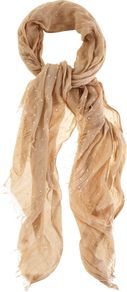 Metallic Spot Scarf, Pink - predominant colour: blush; occasions: casual, evening, work; type of pattern: light; style: regular; size: standard; material: fabric; embellishment: fringing; pattern: polka dot