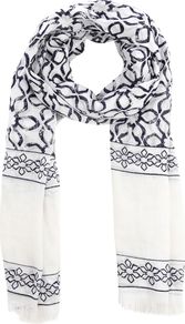 Tile Print Scarf, Neutral - predominant colour: white; occasions: casual, work; type of pattern: standard; style: regular; size: standard; material: fabric; pattern: patterned/print