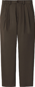 Women Colour Cropped Trousers 36 Brown - pattern: plain; waist: mid/regular rise; predominant colour: chocolate brown; occasions: casual, evening, work; length: ankle length; fibres: cotton - mix; hip detail: front pleats at hip level; waist detail: narrow waistband; texture group: cotton feel fabrics; fit: straight leg; pattern type: fabric; pattern size: standard; style: standard