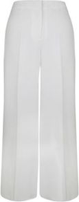 Wide Leg Trousers - length: standard; pattern: plain; waist detail: wide waistband/cummerbund; waist: mid/regular rise; predominant colour: white; occasions: evening, work, holiday; fibres: polyester/polyamide - 100%; hip detail: fitted at hip (bottoms); fit: wide leg; pattern type: fabric; pattern size: standard; texture group: jersey - stretchy/drapey; style: standard