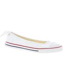 All Star Dainty White Ballerinas - predominant colour: white; occasions: casual, holiday; material: fabric; heel height: flat; toe: round toe; style: ballerinas / pumps; finish: plain; pattern: plain