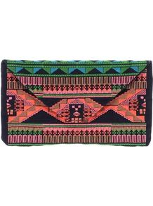 Aztec Embroidered Clutch Bag - occasions: evening, occasion; predominant colour: multicoloured; type of pattern: heavy; style: clutch; length: hand carry; size: small; material: fabric; embellishment: embroidered; trends: statement prints; finish: plain; pattern: patterned/print
