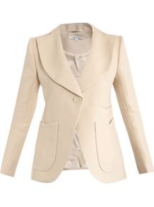 Panama Woven Straw Jacket - pattern: plain; style: single breasted blazer; collar: wide lapels; predominant colour: ivory; occasions: work; length: standard; fit: tailored/fitted; fibres: linen - 100%; waist detail: fitted waist; sleeve length: long sleeve; sleeve style: standard; collar break: medium; pattern type: fabric; pattern size: standard; texture group: woven light midweight