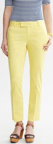 Hampton Fit Coral Sateen Crop - pattern: plain; waist: mid/regular rise; predominant colour: yellow; occasions: casual, holiday; length: ankle length; fibres: cotton - stretch; waist detail: narrow waistband; texture group: cotton feel fabrics; fit: slim leg; pattern type: fabric; pattern size: standard; style: standard