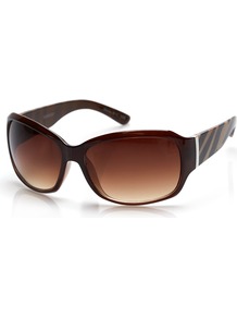 Brown Zebra Print Sunglasses - predominant colour: chocolate brown; occasions: casual, holiday; style: square; size: standard; material: plastic/rubber; pattern: animal print; finish: plain