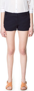 Coloured Twill Bermudas - pattern: plain; style: shorts; length: short shorts; waist: mid/regular rise; predominant colour: navy; occasions: casual, holiday; fibres: cotton - 100%; hip detail: fitted at hip (bottoms); texture group: sheer fabrics/chiffon/organza etc.; fit: slim leg; pattern type: fabric; pattern size: standard