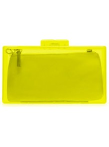 Neon Box Clutch - predominant colour: lime; occasions: evening, occasion, holiday; style: clutch; length: hand carry; size: small; material: plastic/rubber; embellishment: zips; pattern: plain; trends: fluorescent; finish: fluorescent
