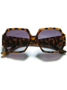 Hexagonal Sunglasses - predominant colour: tan; occasions: casual, work, holiday; style: square; size: large; material: plastic/rubber; pattern: tortoiseshell; finish: plain