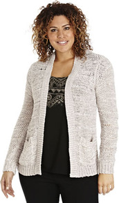 True Twist Tape Edge To Edge Cardigan - pattern: plain; length: below the bottom; neckline: collarless open; style: open front; predominant colour: light grey; occasions: casual, work; fibres: acrylic - mix; fit: standard fit; sleeve length: long sleeve; sleeve style: standard; texture group: knits/crochet; pattern type: knitted - other; pattern size: standard