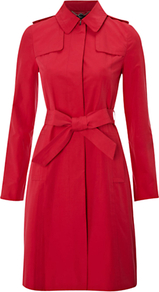 Imperial Trench Coat, Sorbet - pattern: plain; style: single breasted; length: on the knee; predominant colour: true red; occasions: casual, evening, work, occasion; fit: tailored/fitted; fibres: cotton - mix; collar: shirt collar/peter pan/zip with opening; waist detail: belted waist/tie at waist/drawstring; shoulder detail: discreet epaulette; back detail: back vent/flap at back; sleeve length: long sleeve; sleeve style: standard; texture group: cotton feel fabrics; collar break: high; pattern type: fabric; pattern size: standard