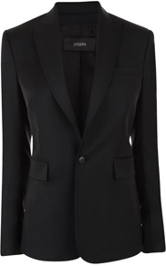 Super 100 Hutch Jacket - pattern: plain; style: single breasted blazer; length: below the bottom; collar: standard lapel/rever collar; predominant colour: black; occasions: casual, evening, work, occasion; fit: tailored/fitted; fibres: wool - 100%; waist detail: fitted waist; back detail: back vent/flap at back; sleeve length: long sleeve; sleeve style: standard; collar break: low/open; pattern type: fabric; pattern size: standard; texture group: woven light midweight