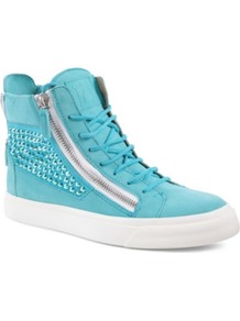 Rome Suede High Top Trainers - predominant colour: turquoise; occasions: casual, holiday; material: suede; heel height: flat; embellishment: studs; heel: wedge; toe: round toe; boot length: ankle boot; style: high top; finish: plain; pattern: plain