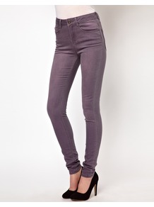 Ridley Supersoft High Waisted Ultra Skinny Jeans In Greyed Lavender - style: skinny leg; length: standard; pattern: plain; waist: high rise; pocket detail: traditional 5 pocket; predominant colour: lilac; occasions: casual, evening, work, holiday; fibres: cotton - stretch; texture group: denim; pattern type: fabric; pattern size: standard