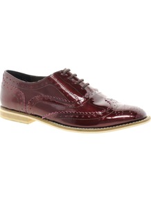 Marky Leather Brogues - predominant colour: burgundy; occasions: casual, work; material: leather; heel height: flat; toe: round toe; style: brogues; finish: plain; pattern: plain