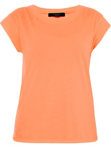 Scoop Neck T Shirt - neckline: round neck; pattern: plain; style: t-shirt; predominant colour: bright orange; occasions: casual, holiday; length: standard; fibres: cotton - 100%; fit: body skimming; sleeve length: short sleeve; sleeve style: standard; texture group: jersey - stretchy/drapey