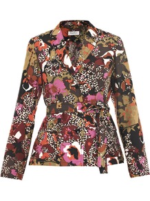 Pistoia Jacket - style: single breasted blazer; fit: slim fit; collar: standard lapel/rever collar; occasions: casual, evening, work; length: standard; fibres: silk - mix; waist detail: belted waist/tie at waist/drawstring; predominant colour: multicoloured; sleeve length: long sleeve; sleeve style: standard; texture group: structured shiny - satin/tafetta/silk etc.; collar break: medium; pattern type: fabric; pattern size: small & busy; pattern: patterned/print