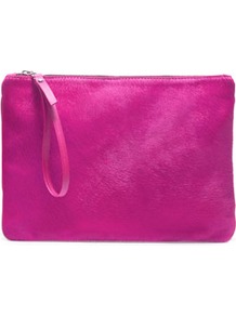 Color Block Clutch Bag - predominant colour: hot pink; occasions: casual, evening, occasion, holiday; style: clutch; length: hand carry; size: standard; material: leather; embellishment: zips; pattern: plain; trends: fluorescent; finish: plain