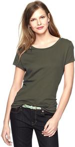 Essential Short Sleeve Crew T - neckline: round neck; pattern: plain; style: t-shirt; predominant colour: khaki; occasions: casual, holiday; length: standard; fibres: cotton - 100%; fit: body skimming; sleeve length: short sleeve; sleeve style: standard; pattern type: fabric; texture group: jersey - stretchy/drapey