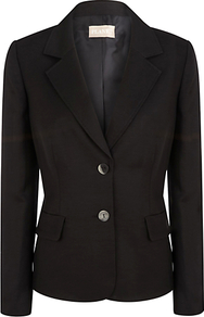 Linen Jacket - pattern: plain; style: single breasted blazer; collar: standard lapel/rever collar; predominant colour: black; occasions: casual, work, occasion; length: standard; fit: tailored/fitted; fibres: linen - mix; sleeve length: long sleeve; sleeve style: standard; texture group: linen; collar break: medium; pattern type: fabric; pattern size: standard