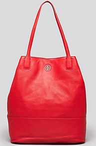 Tote Michelle - predominant colour: true red; occasions: casual, work, holiday; style: tote; length: handle; size: oversized; material: leather; pattern: plain; finish: plain