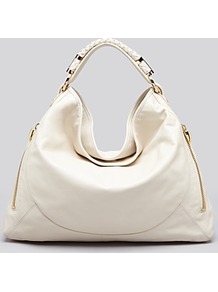 Hobo Joni Calfskin - predominant colour: ivory; occasions: casual, work, holiday; type of pattern: light; style: shoulder; length: shoulder (tucks under arm); size: standard; material: leather; embellishment: zips; pattern: plain; finish: plain