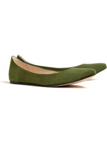 Pesto Ella Ballerina Pumps - predominant colour: dark green; occasions: casual, work; material: suede; heel height: flat; toe: pointed toe; style: ballerinas / pumps; finish: plain; pattern: plain