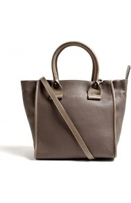 Taupe April Leather Zipped Tote - predominant colour: taupe; occasions: casual, work, holiday; style: tote; length: handle; size: standard; material: leather; pattern: plain; finish: plain