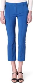Valeria Trousers - pattern: plain; style: capri; waist: mid/regular rise; predominant colour: royal blue; occasions: casual, evening, work; length: calf length; fibres: polyester/polyamide - stretch; fit: tapered; pattern type: fabric; pattern size: standard; texture group: woven light midweight