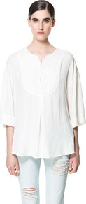 Flowing Kaftan - neckline: round neck; pattern: plain; length: below the bottom; style: kaftan; predominant colour: white; occasions: casual, holiday; fibres: polyester/polyamide - 100%; fit: loose; bust detail: contrast pattern/fabric/detail at bust; sleeve length: 3/4 length; sleeve style: standard; texture group: cotton feel fabrics; pattern type: fabric; pattern size: standard