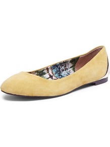 Mustard Ballet Pump - predominant colour: mustard; occasions: casual, work; material: leather; heel height: flat; toe: round toe; style: ballerinas / pumps; finish: plain; pattern: plain
