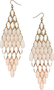 Tonal Bead Drop Earrings - predominant colour: gold; occasions: evening, occasion, holiday; style: chandelier; length: long; size: large/oversized; material: chain/metal; fastening: pierced; trends: metallics; finish: metallic; embellishment: chain/metal