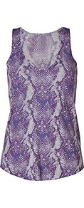Lavender/Grey Snake Print Cashmere Joss Tank Top - sleeve style: sleeveless; style: vest top; predominant colour: lilac; occasions: casual, holiday; length: standard; neckline: scoop; fit: body skimming; back detail: longer hem at back than at front; fibres: cashmere - 100%; sleeve length: sleeveless; texture group: knits/crochet; pattern type: fabric; pattern size: big & busy; pattern: animal print