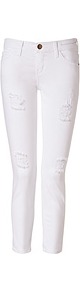The Stiletto Sugar Destroyed 7/8 Jeans - style: skinny leg; pattern: plain; pocket detail: traditional 5 pocket; waist: mid/regular rise; predominant colour: white; occasions: casual, holiday; length: ankle length; fibres: cotton - stretch; texture group: denim; pattern type: fabric