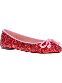 Ballerina Pump - predominant colour: true red; occasions: casual, work, occasion; material: leather; heel height: flat; embellishment: glitter; toe: round toe; style: ballerinas / pumps; finish: metallic; pattern: plain