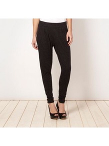 Designer Black Neppy Jogging Bottoms - length: standard; pattern: plain; style: harem/slouch; waist detail: elasticated waist; waist: mid/regular rise; predominant colour: black; occasions: casual, evening; fibres: polyester/polyamide - mix; fit: slim leg; pattern type: fabric; pattern size: standard; texture group: jersey - stretchy/drapey