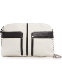 Touch Two Tone Shoulder Bag - predominant colour: white; secondary colour: black; occasions: evening; style: shoulder; length: shoulder (tucks under arm); size: small; material: faux leather; pattern: plain; finish: plain