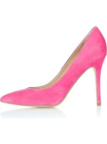 Gwenda Pointed Courts - predominant colour: pink; occasions: casual, evening, work, occasion; material: suede; heel height: high; heel: stiletto; toe: pointed toe; style: courts; trends: fluorescent; finish: plain; pattern: plain