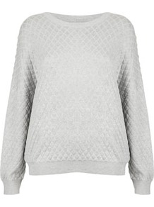 Tall Viscose Quilted Sweat - neckline: round neck; pattern: plain; style: standard; predominant colour: light grey; occasions: casual; length: standard; fibres: viscose/rayon - 100%; fit: loose; sleeve length: long sleeve; sleeve style: standard; pattern type: fabric; texture group: other - light to midweight; embellishment: quilted