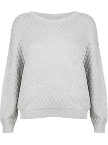 Petite Viscose Quilted Sweat - neckline: round neck; pattern: plain; style: standard; predominant colour: light grey; occasions: casual; length: standard; fibres: viscose/rayon - 100%; fit: loose; sleeve length: long sleeve; sleeve style: standard; pattern type: fabric; texture group: other - light to midweight; embellishment: quilted