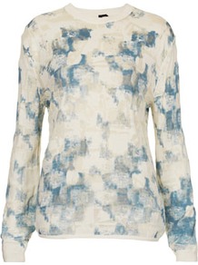 Burnout Jumper Boutique - neckline: round neck; style: standard; predominant colour: ivory; occasions: casual, work; length: standard; fibres: acrylic - mix; fit: loose; sleeve length: long sleeve; sleeve style: standard; texture group: knits/crochet; pattern type: fabric; pattern size: small & busy; pattern: patterned/print
